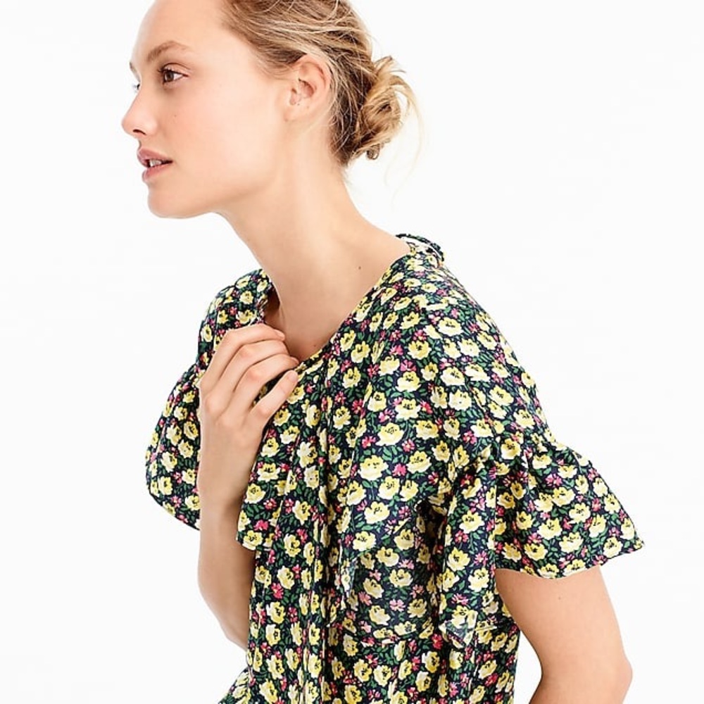 J. Crew Collection Silk Ruffle Top